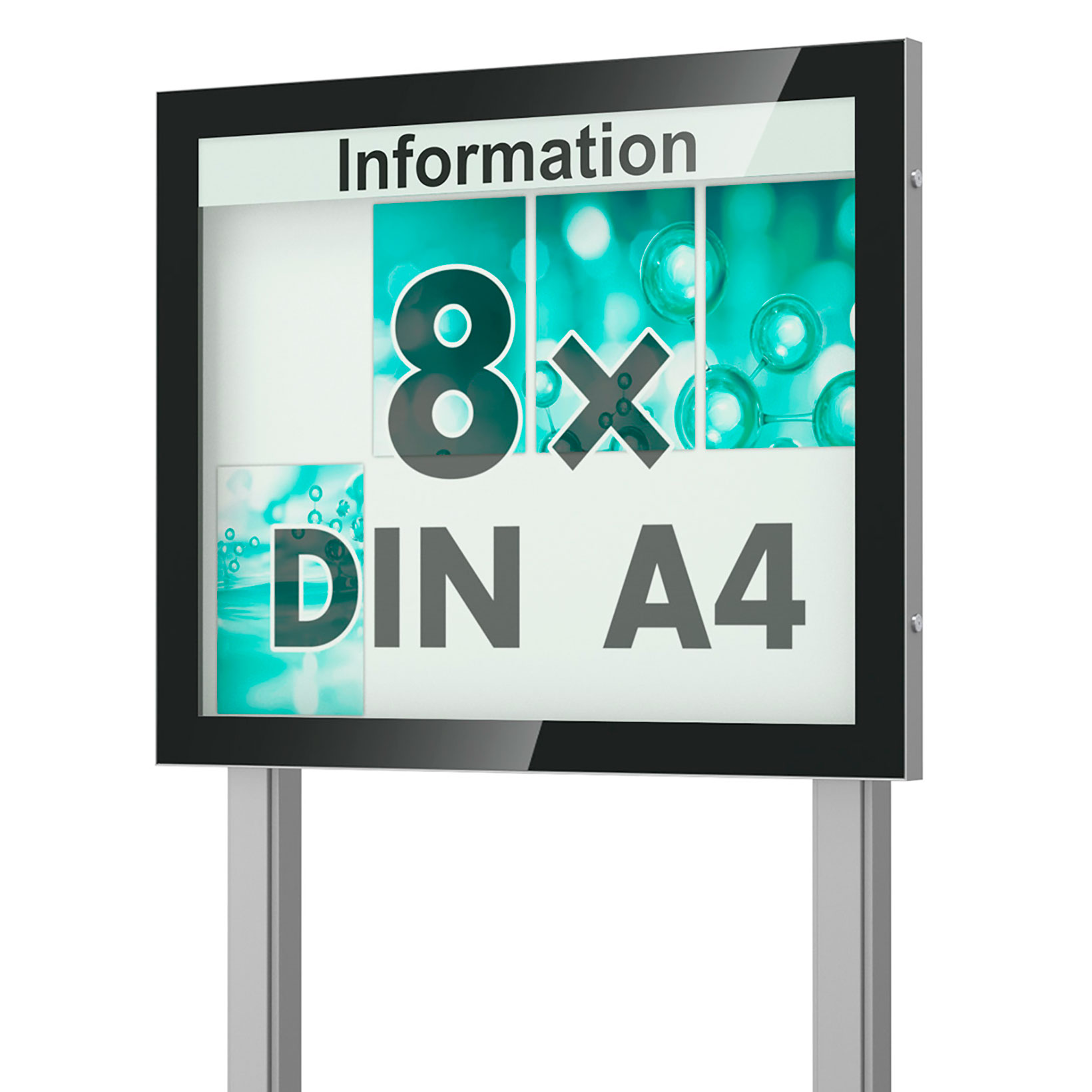 Außenschaukasten mit optionaler Beleuchtung zum Einbetonieren Schaukasten freistehend mit Ständer