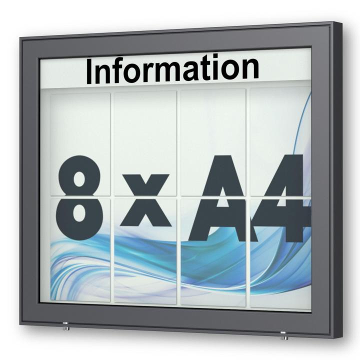 planus-b-65-8a4-a360-304-schaukasten-wand-7016-w-z 8 x DIN A4 Schaukasten Planus - Wandmontage - anthrazit (DB 703)