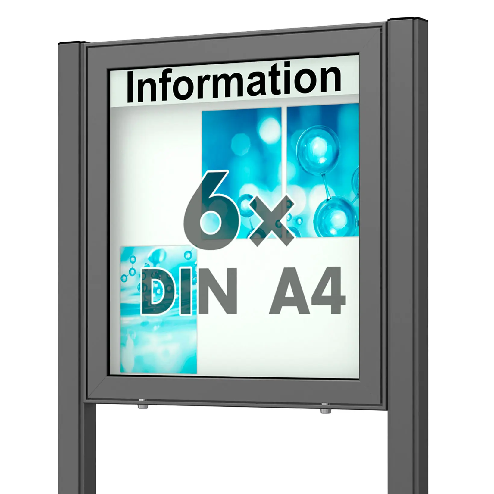 6 x DIN A4 Schaukasten Planus - mit Standbeinen - DB 703 (anthrazit)